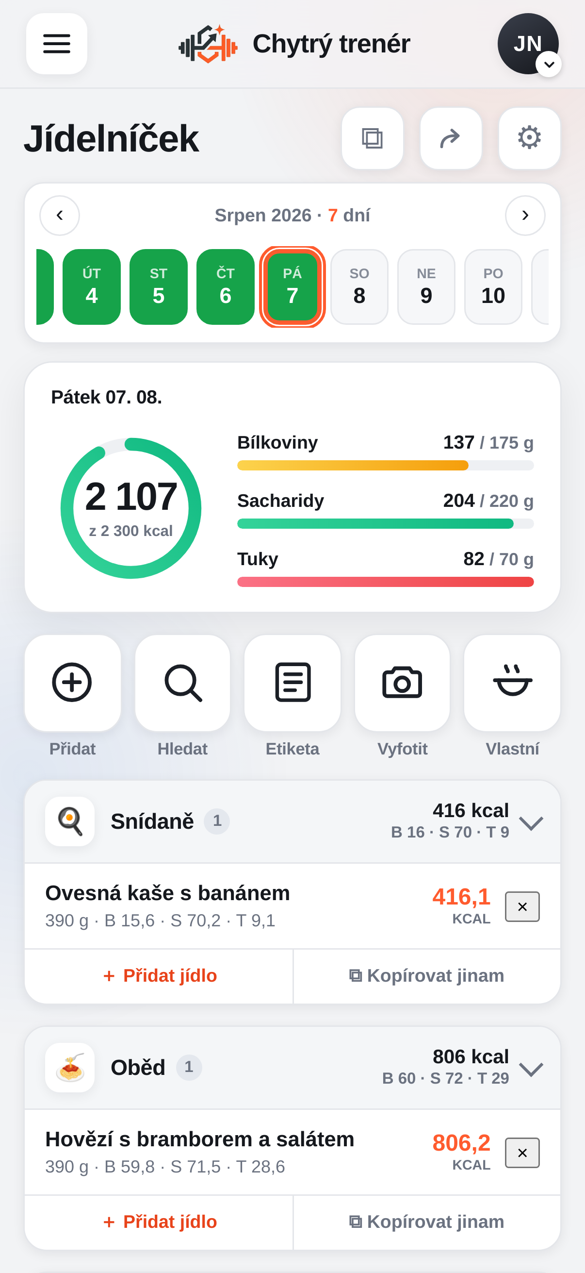 Jídelníček s AI