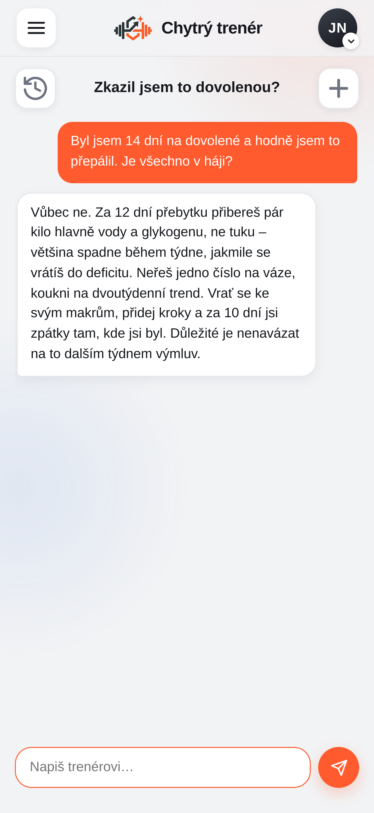 AI trenér – chat na mobilu